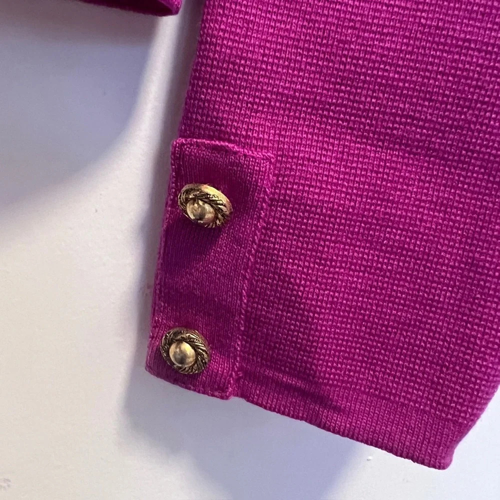Jaegar vintage wool sweater round neck cardigan pink jacket gold buttons - Picture 9 of 12